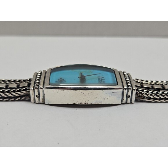 Vintage Saddle River Womens Turquoise Dial Silver Tone Tonneau Watch New Battery main image 9